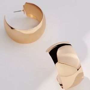 14K Gold Plated Flat Wide Huggie Mini Hoop Earrings